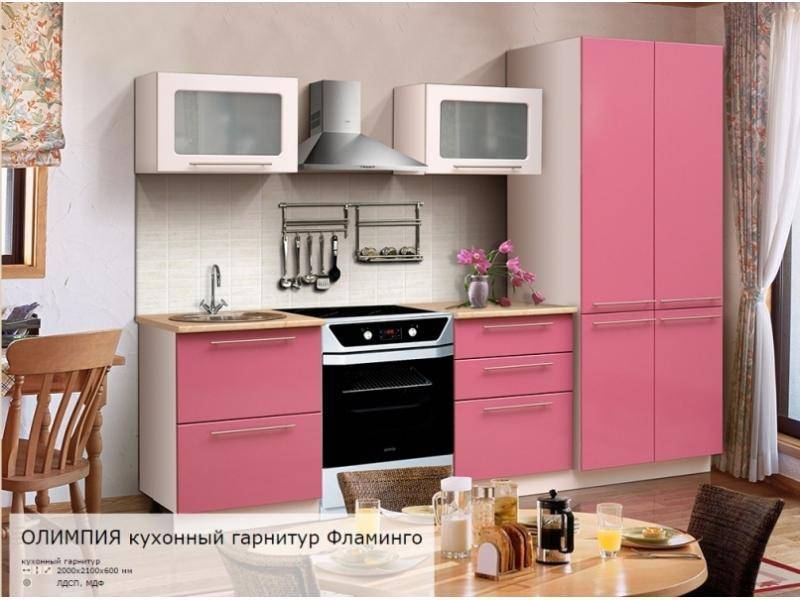 двухметровая кухня олимпия с фасадом фламинго в Нижнем Тагиле