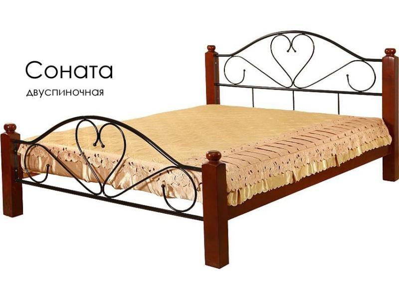 кровать соната из массива сосны с элементами ковки в Нижнем Тагиле