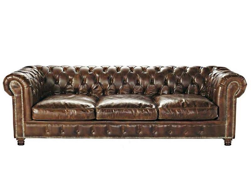 диван chesterfield 3-х местный в коже c эффектом старения в Нижнем Тагиле