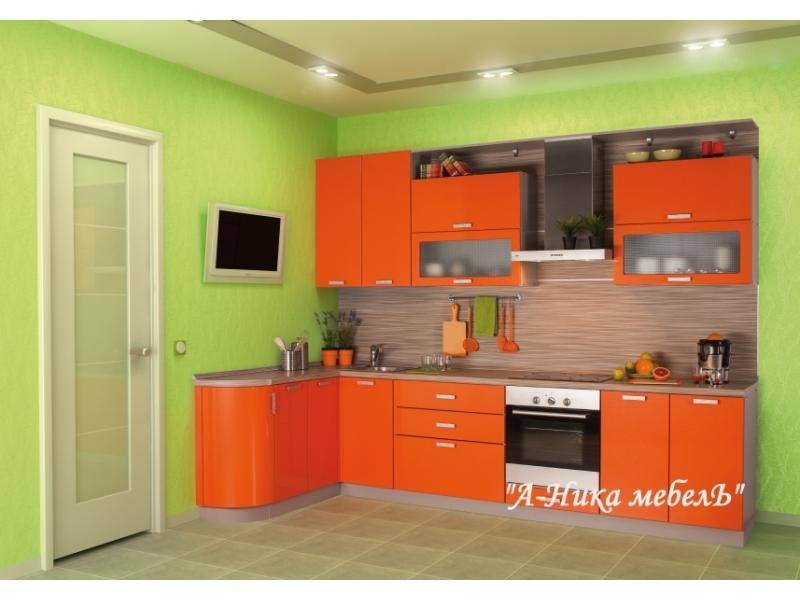 оранжевая глянцевая кухня ольга в Нижнем Тагиле