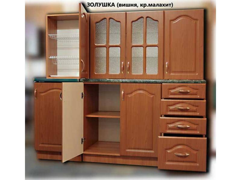 кухня прямая золушка мдф (вишня) в Нижнем Тагиле