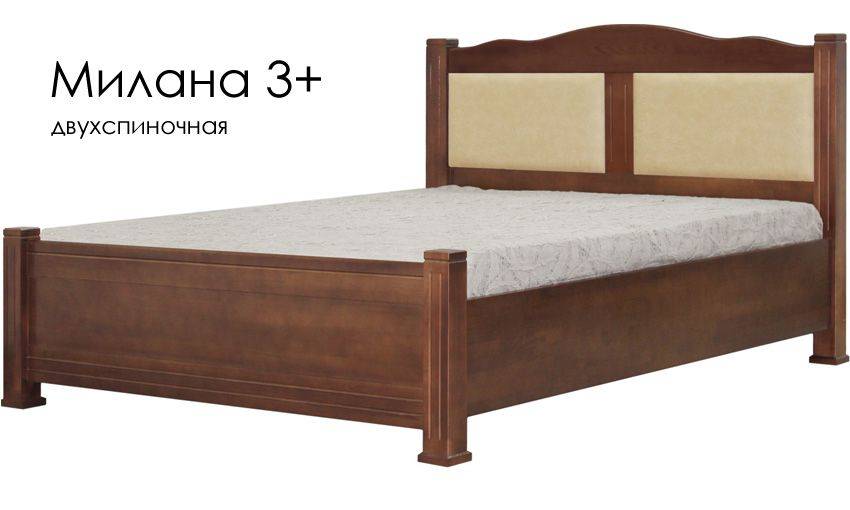 кровать милана 3+ из массива сосны со вставками из экокожи в Нижнем Тагиле