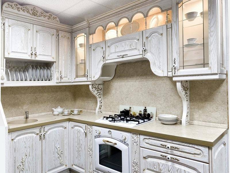 кухонный гарнитур ясень цвет белый-патина золото в Нижнем Тагиле