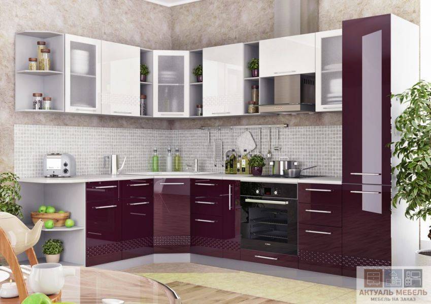 угловая глянцевая кухня в Нижнем Тагиле