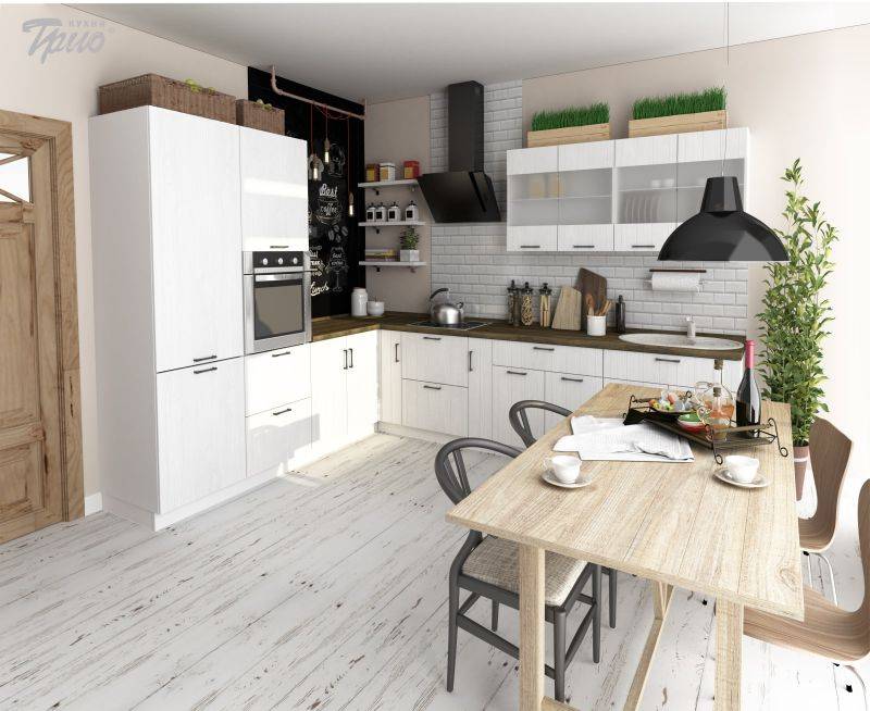 светлая угловая кухня chalet rustic в Нижнем Тагиле