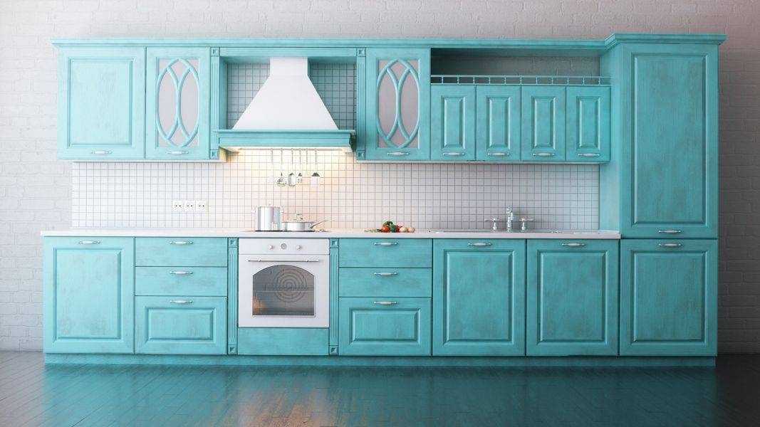красивая бирюзовая кухня в Нижнем Тагиле