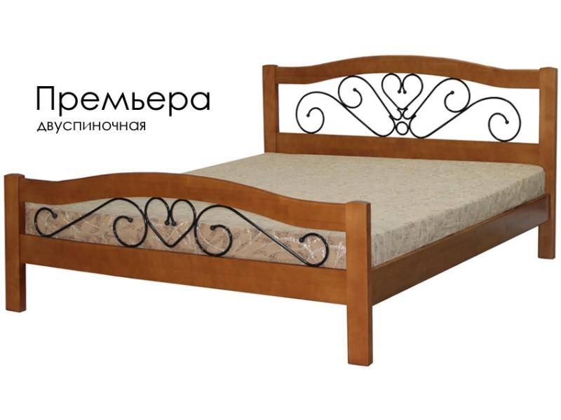 кровать премьера из массива сосны с элементами ковки в Нижнем Тагиле