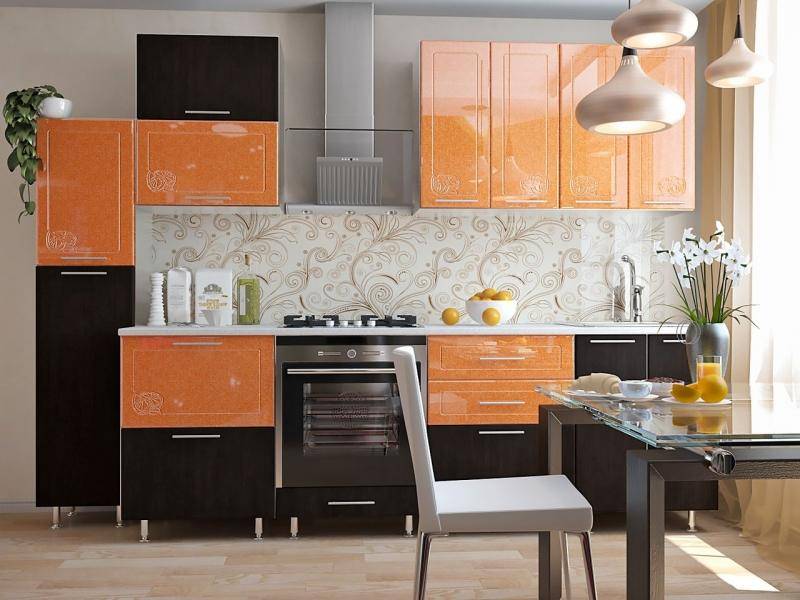 кухонный гарнитур прямой апельсин в Нижнем Тагиле