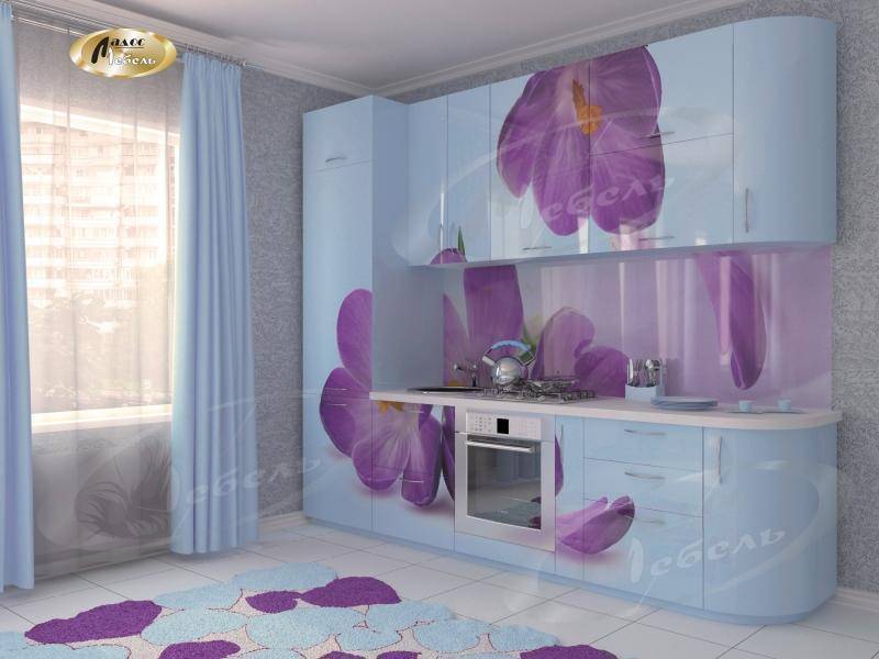 кухня прямая «крокус blue» в Нижнем Тагиле