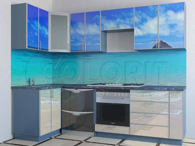 угловая голубая кухня в Нижнем Тагиле