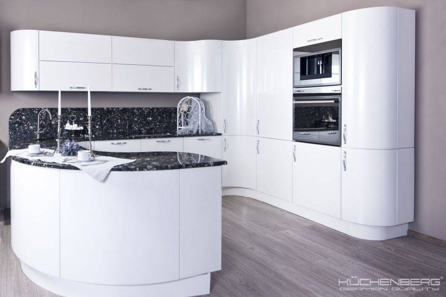 радиусная угловая кухня loft kristall в Нижнем Тагиле