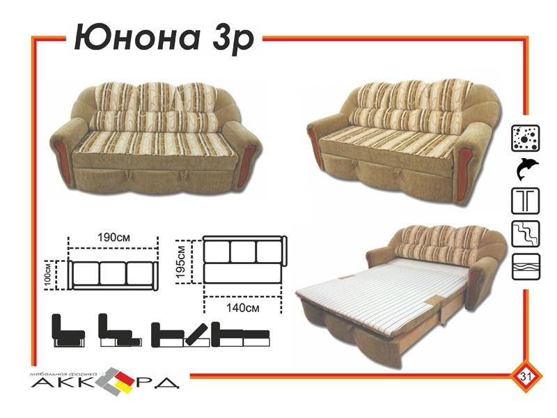 двухместный диван юнона 3р в Нижнем Тагиле