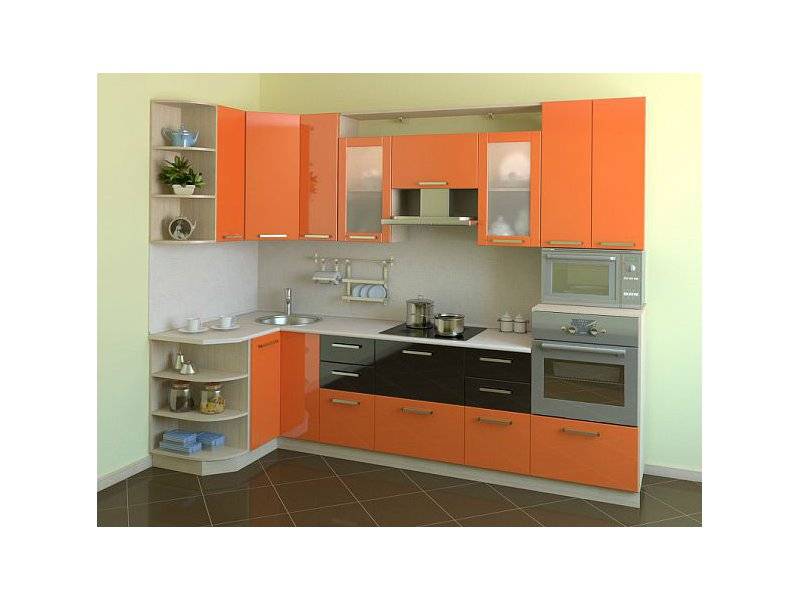 оранжевая угловая кухня малика в Нижнем Тагиле