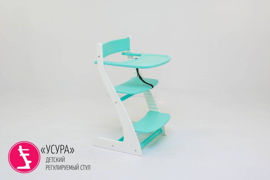детский растущий регулируемый стул усура белый-мятный в Нижнем Тагиле