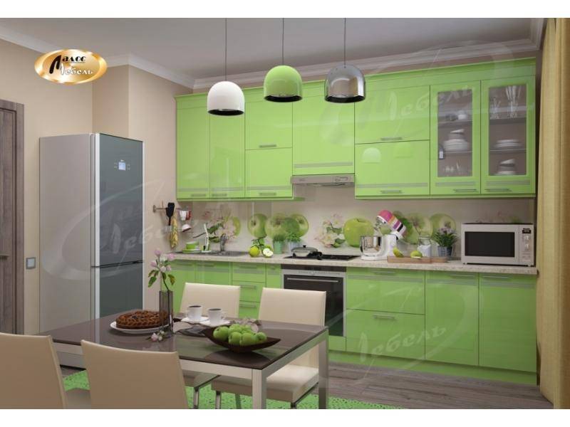 зеленая прямая кухня гренни в Нижнем Тагиле
