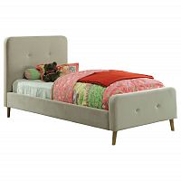 кровать button tufted flannelette beige 90х200 в Нижнем Тагиле