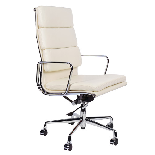 кресло eames style на колесиках кремовая кожа в Нижнем Тагиле