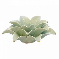 подсвечник керамический в виде лотоса с золотыми лепестками flower lotus pale green medium, 12 см в Нижнем Тагиле