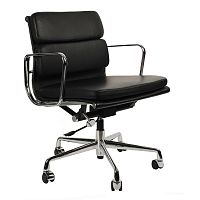 кресло eames style с регулируемой высотой черная кожа в Нижнем Тагиле