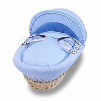 колыбель-переноска gift wicker moses basket натуральная, голубое белье в Нижнем Тагиле