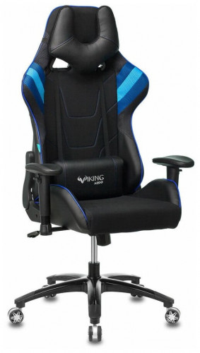 игровое кресло бюрократ бюрократ viking 4 aero, обивка: искусственная кожа, цвет: иск.кожа черная/ткань черная 26-28/сетка синяя(tw-10)-голубая(tw-55)-серая(tw-12) в Нижнем Тагиле