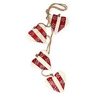 гирлянда новогодняя подвесная сердца в красную полоску со снежинками christmas hearts, 60 см в Нижнем Тагиле