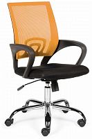 кресло компьютерное спринг(orange - black) база хром / оранжевая сетка / черная ткань в Нижнем Тагиле