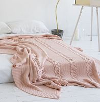 комплект плед с косами (180*220) и 2 наволочки (50*50) св. персик в Нижнем Тагиле