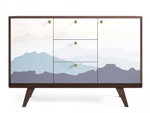 комод thimon темный дуб принт 021 белый, синий в Нижнем Тагиле