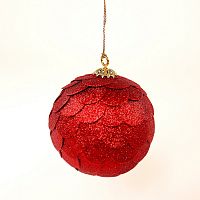шар новогодний красный с блестящими чешуйками paper ball, 10 см в Нижнем Тагиле