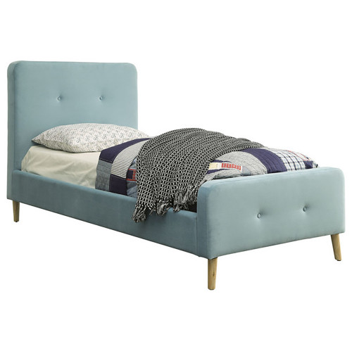 кровать button tufted flannelette blue 140х200 в Нижнем Тагиле