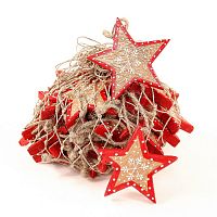 набор елочных украшений звезда деревянная с красным ободком christmas stars, 30 штук в Нижнем Тагиле
