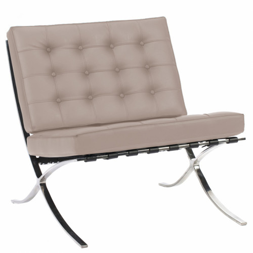 кресло barcelona chair кожа серое в Нижнем Тагиле