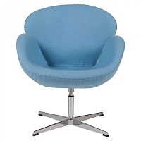 кресло swan chair шерсть голубое в Нижнем Тагиле