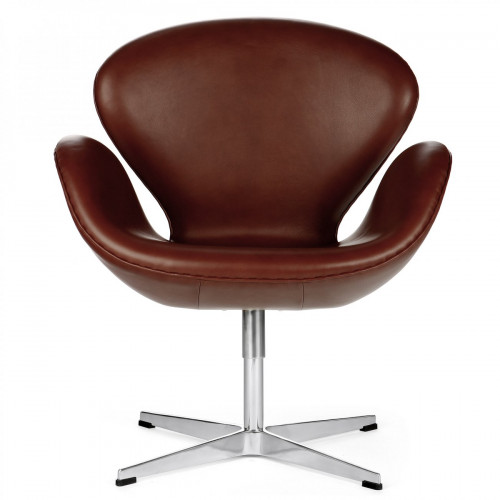 кресло swan chair кожа коричневое в Нижнем Тагиле
