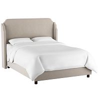 кровать двуспальная с мягкой спинкой 160х200 серая aurora wingback light gray в Нижнем Тагиле