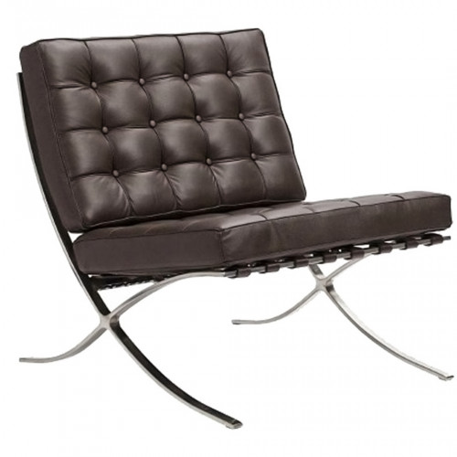 кресло barcelona chair кожа коричневое в Нижнем Тагиле