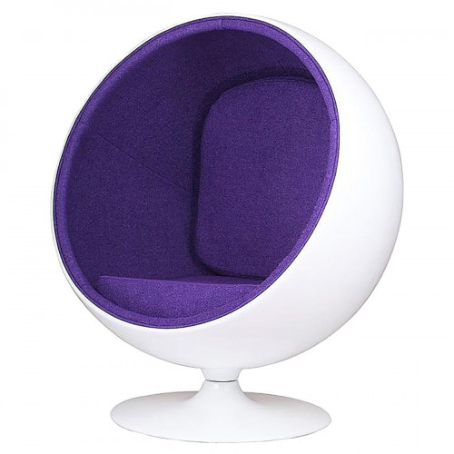 кресло eero ball chair бело-фиолетовое в Нижнем Тагиле