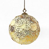 шар новогодний золотой с мраморными чешуйками paper ball, 10 см в Нижнем Тагиле