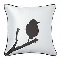 подушка с птичкой на ветке lone bird white в Нижнем Тагиле