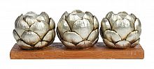подсвечник сеербряный на 3 свечи на подставке шишки fir cone, 28 см в Нижнем Тагиле