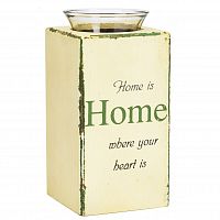 подсвечник деревянный бежевый со стеклом дом там, где сердце provence white, 18 см в Нижнем Тагиле