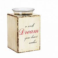 подсвечник деревянный бежевый со стеклом мечта твоего сердца provence cream, 15 см в Нижнем Тагиле