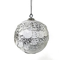 шар новогодний серебряный с мраморными чешуйками paper ball, 10 см в Нижнем Тагиле