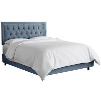 кровать двуспальная 160х200 голубая с каретной стяжкой alix steel blue в Нижнем Тагиле