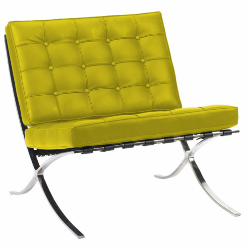 кресло barcelona chair кожа лимонное в Нижнем Тагиле