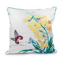 декоративная подушка белая с желтым цветком botanical style в Нижнем Тагиле