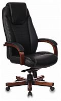 кресло для руководителя бюрократ бюрократ t-9923 walnut, обивка: натуральная кожа, цвет: кожа (black) в Нижнем Тагиле