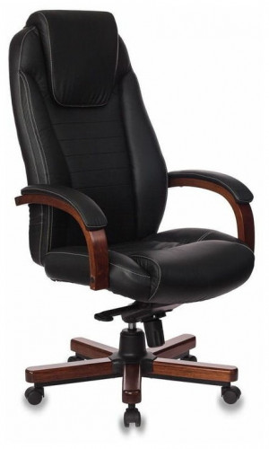 кресло для руководителя бюрократ бюрократ t-9923 walnut, обивка: натуральная кожа, цвет: кожа (black) в Нижнем Тагиле